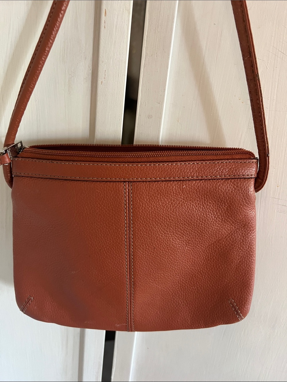 Firm price Tiganello Burnt Orange Pebbled Leather Crossbody - Picture 7 of 7